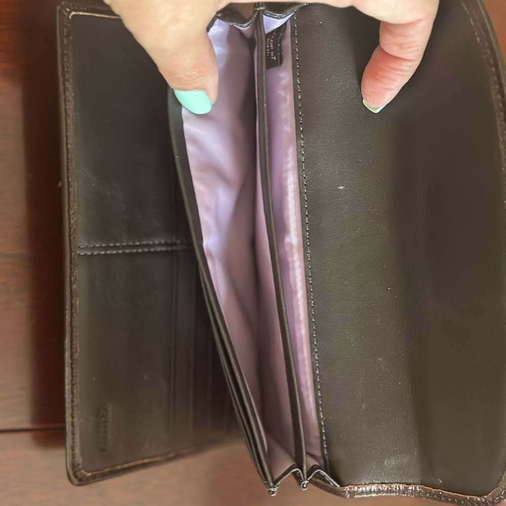 Coach Signature Canvas Wallet with Brown Leather - Picture 3 of 4